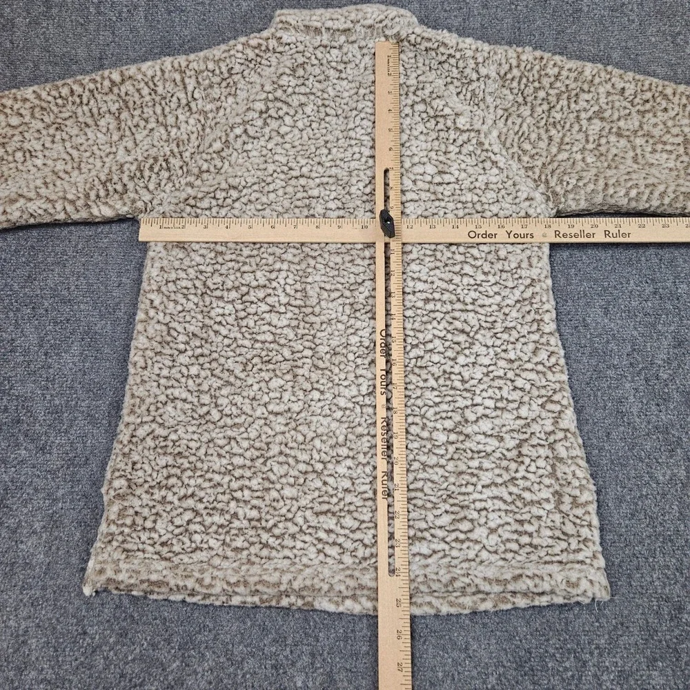 Minnesota Sherpa Pullover Small Beige Quarter Zip‎ Patch Cozy Outdoor Cabincore